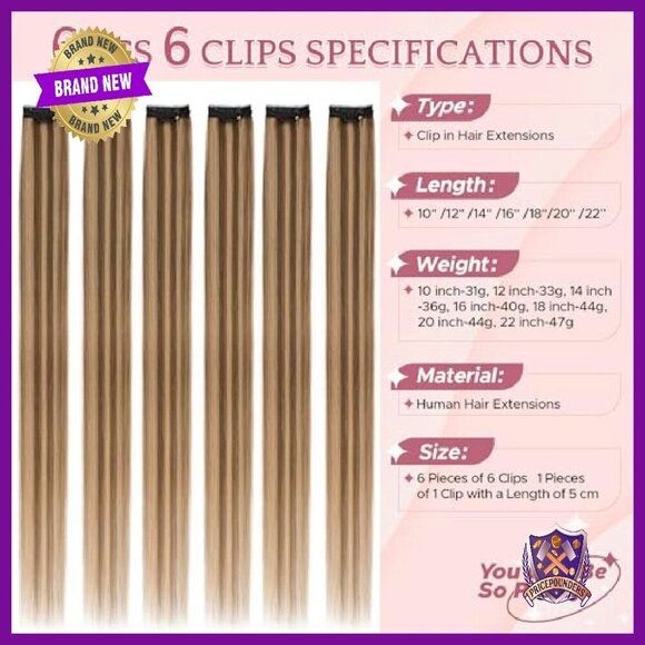10 Inch Clip-In Human Hair Extensions, 6pcs 31g Straight, Add Volume Length main image 7